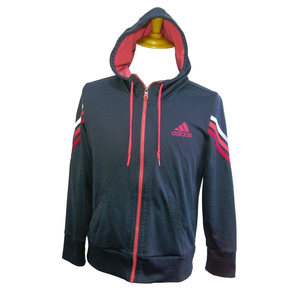 ADIDAS Boy's (Youth Large 16-18) Blue Athletic Full Zip Hoodie Hooded Sweatshirt